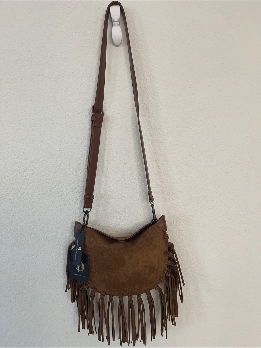 House of Harlow 1960 Brown Suede Fringe Shoulder Bag